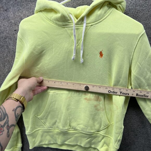 Polo Ralph Lauren Hoodie Womens Small Yellow Pullover Sweatshirt Pony Logo - Picture 10 of 11